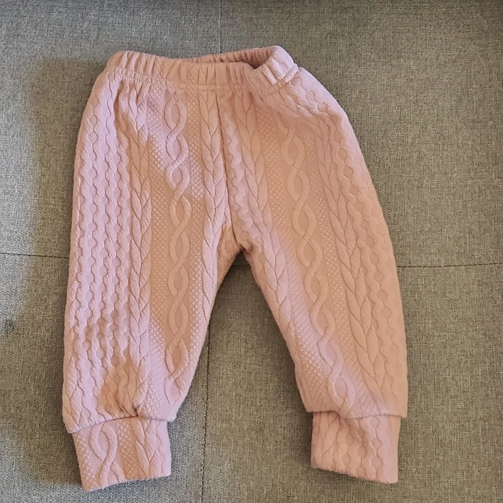 Baby Long Sleeve Pullover Sweatshirt & Pants Set 2pcs light pink